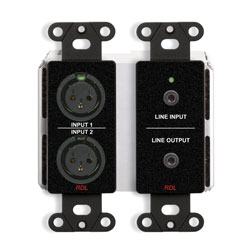 RDL DDB-BN31 INTERFACE DANTE bidirectionnel, micro/ligne, 2x2, entr.sort.XLR/jack 3.5mm, noir