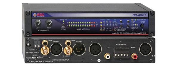 RDL HR-ADC1 CONVERTISSEUR A/N Audio, AES/EBU ou S/PDIF, demi-rack, 24-bit 192kHz