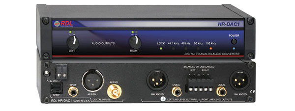 RDL HR-DAC1 CONVERTISSEUR N/A Audio, AES/EBU ou S/PDIF, demi-rack, 24-bit 192kHz