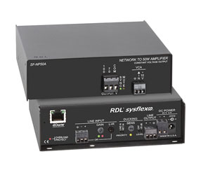 RDL SF-NP50A INTERFACE DANTE sortie, mono 50W, 70/100V, taux 44.1/48/88.2/96kHz