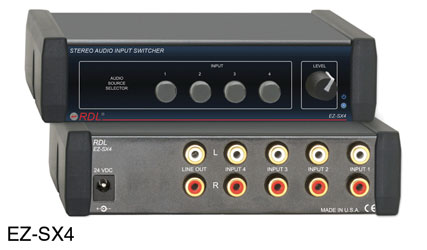 RDL EZ-SX4 SELECTEUR D'ENTREE audio, stéréo, 4x1, 10x entrée/sortie RCA, adapt.secteur
