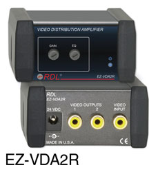 RDL EZ-VDA2R AMPLI DE DISTRIBUTION vidéo, CVBS, NTSC/PAL, 1x2, RCA, AC