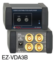 RDL EZ-VDA3B AMPLI DE DISTRIBUTION vidéo, CVBS, NTSC/PAL, 1x3, BNC, adapt. secteur