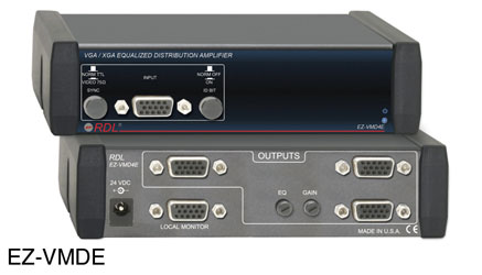 RDL EZ-VMD4E AMPLI DE DISTRIBUTION vidéo, VGA/XGA, 1x4, TTL/vidéo, égaliseur, adapt. Secteur