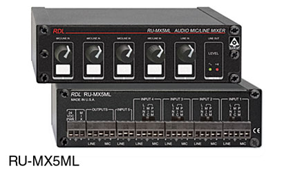 RDL RU-MX5ML MELANGEUR mono, 4x micro/ligne, 1x entrée ligne, entrée/sortie borne