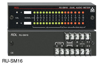RDL RU-SM16A METRE AUDIO affichage LED numérique, 2 canaux, mono/stéréo, entrée/sortie borne