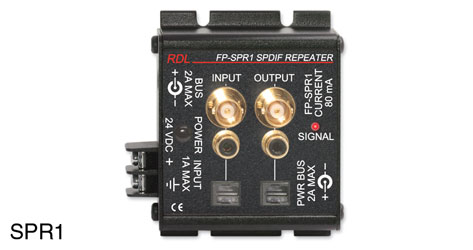 RDL FP-SPR1 AMPLIFICATEUR REPETEUR SPDIF, entrée/sortie Toslink/RCA/BNC I/O