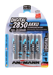 ANSMANN PILE 2850mAh, format AA, NiMH, pack de 4