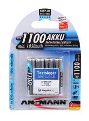 ANSMANN PILE 1100mAh, AAA, NiMH, pack de 4