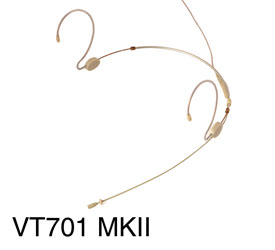 VOICE TECHNOLOGIES VT701MKII MICRO TOUR DE TETE ULTRA-MINIATURE omnidirectionnel, beige, boîtier noir
