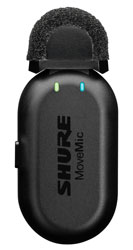 SHURE MOVEMIC ONE EMETTEUR SANS FIL micro-cravate, un canal, avec boîtier de charge