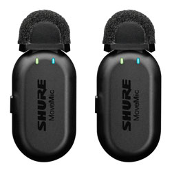 SHURE MOVEMIC TWO EMETTEURS SANS FIL micro-cravate, deux canaux, avec boîtier de charge