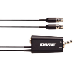 SHURE WA662 BOUTON MUTE en ligne, 1x entrée TA4F, 2x sortie TA4F, pour deux émetteur de poche