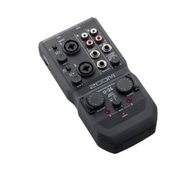 ZOOM U-24 USB INTERFACE AUDIO 2x4, entrée micro/ligne, fantôme +48V, alimenttée batterie/bus