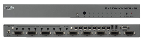 GEFEN EXT-DVIKVM-841DL COMMUTATEUR KVM 8x1, Dual link DVI-D, USB2.0, audio, contrôle IR ou RS232