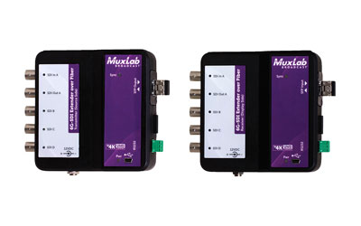 MUXLAB 500734 KIT EXTENDER VIDEO 6G-SDI sur OM4 MM fibre, RS232, canal de retour, portée 400m