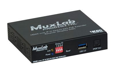 MUXLAB 500762-RX-V2 EXTENDER VIDEO récepteur, HDMI sur IP, PoE, portée 100m