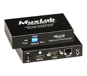 MUXLAB 500754-RX EXTENDER VIDEO récepteur, HDMI sur IP, PoE, HD, portée 120m