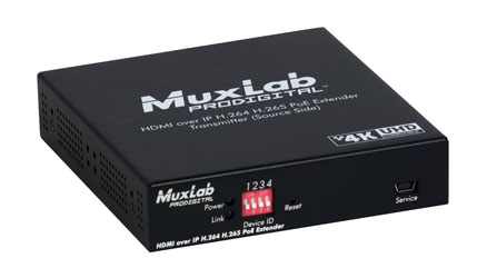 MUXLAB 500763-TX EMETTEUR EXTENDER VIDEO HDMI émetteur, sur IP, H.264/265, PoE, 4K/30, portée 100m