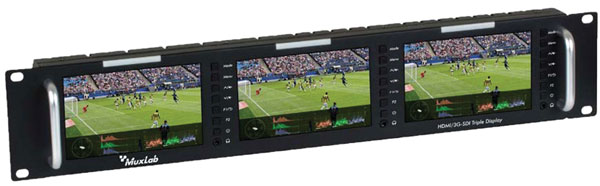 MUXLAB 500840 HDMI/3G-SDI MONITEUR MULTI-ECRAN TRIPLE AFFICHAGE 3x écrans 5", install.en rack 2U