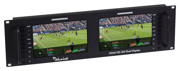 MUXLAB 500841-V2 HDMI/3G-SDI MONITEUR MULTI-ECRAN DOUBLE AFFICHAGE 2x écrans 7", install.en rack 3U