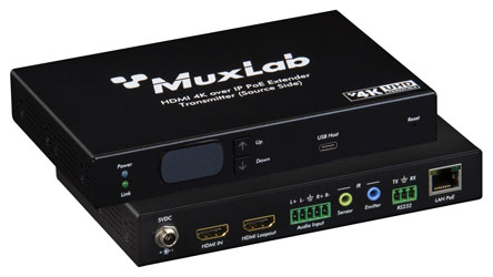 MUXLAB 500850-TX VIDEO EXTENDER Transmitter, KVM HDMI over IP, 4K/30, PoE, 100m