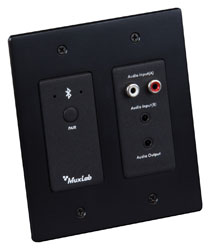 MUXLAB 500555 CONVERTISSEUR AUDIO plaque murale, Bluetooth/analog. vers Dante, US Decora 2gang, noir