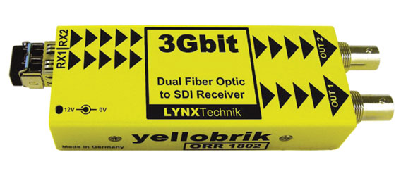 LYNX YELLOBRIK ORR 1802 DOUBLE RECEPTEUR FIBRE OPTIQUE 3G/HD/SD-SDI, 2x SM LC, 1260-1620nm RX