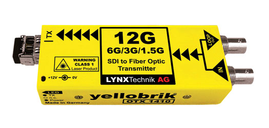 LYNX YELLOBRIK OTX 1410-ST EMETTEUR FIBRE OPTIQUE 12G-4K UHD/6G/3G/1.5G-SDI, 1x SM ST 1310nm, 10km