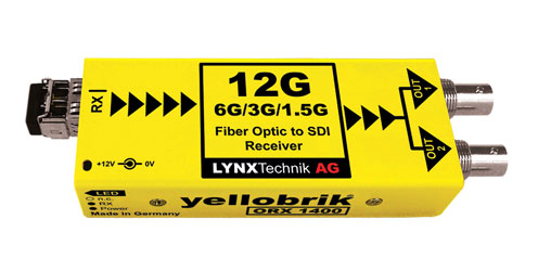 LYNX YELLOBRIK ORX 1400-ST RECEPT. FIBRE OPTIQUE 12G-4K UHD/6G/3G/1.5G-SDI, 1x SM ST, 1260-1620nm RX