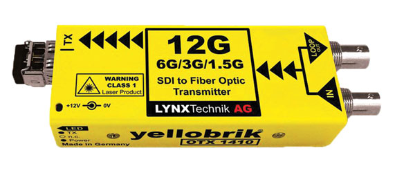 LYNX YELLOBRIK OTX 1410-LC EMETTEUR FIBRE OPTIQUE 12G-4K UHD/6G/3G/1.5G-SDI, 1x SM LC 1310nm, 10km