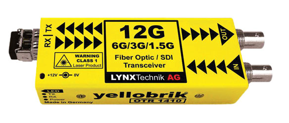 LYNX YELLOBRIK OTR 1410-LC EMETT/RECEPT FO 12G-4K 12G-4K UHD/6G/3G/1.5G-SDI, 2x SM LC, 1310nm TX,10km