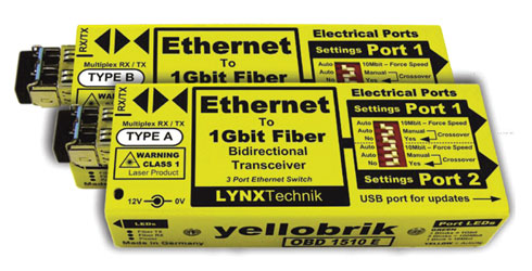 LYNX YELLOBRIK OBD 1510 E EMETT/RECEPT FIBRE OPTIQUE Ethernet, Bi-Direction, 1x SM LC, 10km, la paire