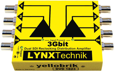 LYNX YELLOBRIK DVD 1823 AMPLIFICATEUR DE DISTRIBUTION vidéo, double 1>3, 3G/HD/SD-SDI