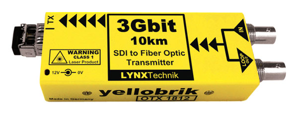 LYNX YELLOBRIK OTX 1812-SC EMETTEUR FIBRE OPTIQUE 3G/HD/SD-SDI, SM SC, 1310nm, 10km