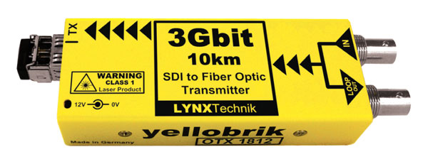 LYNX YELLOBRIK OTX 1812-ST EMETTEUR FIBRE OPTIQUE 3G/HD/SD-SDI, SM ST, 1310nm, 10km