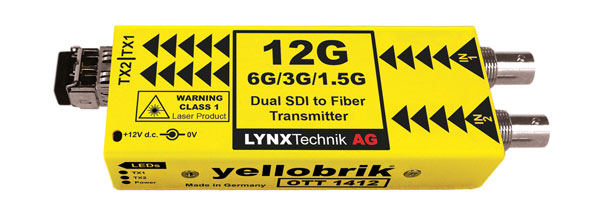 LYNX YELLOBRIK OTT 1412 EMETTEUR FIBRE OPTIQUE DOUBLE 12G-4KUHD/6G/3G/1.5G-SDI, 1310nm, 10km