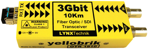 LYNX YELLOBRIK OTR 1810-MM EMET./RECEPTEUR FIBRE OPTIQUE, 3G/HD/SD-SDI, 2x MM LC, 850nm TX/RX, 300m