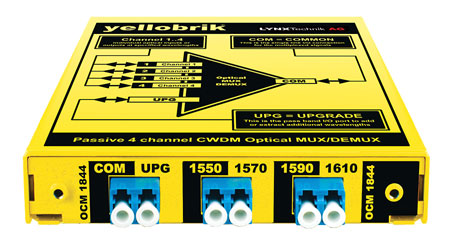 LYNX YELLOBRIK OCM 1844 MUX/DEMUX CWDM FIBRE OPTIQUE PASSIF 4+1 canaux ext., 1550, 1570, 1590, 1610nm