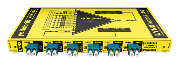 LYNX YELLOBRIK OCM 1892 MUX/DEMUX CWDM FIBRE OPTIQUE PASSIF 9+1 canaux ext., 1450nm - 1610nm