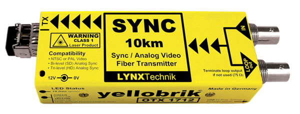 LYNX YELLOBRIK OTX 1712-LC EMETTEUR FIBRE OPTIQUE synchro analogique et vidéo, 1x SM LC, 1310nm, 10km