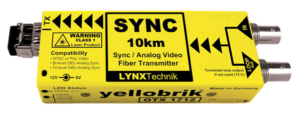 LYNX YELLOBRIK OTX 1712-SC EMETTEUR FIBRE OPTIQUE synchro analogique et vidéo, 1x SM SC, 1310nm, 10km