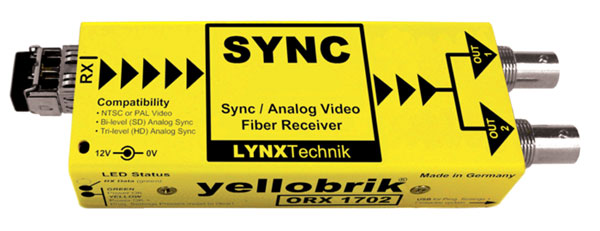 LYNX YELLOBRIK ORX 1702-SC RECEPT.FIBRE OPTIQUE synchro analogique et vidéo, 1x SM SC, 1260-1620nm RX