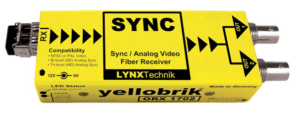 LYNX YELLOBRIK ORX 1702-ST RECEPT.FIBRE OPTIQUE synchro analogique et vidéo, 1x SM ST, 1260-1620nm RX