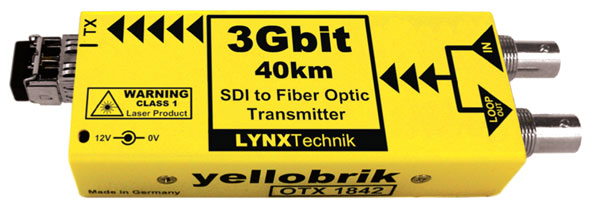 LYNX YELLOBRIK OTX 1842 EMETTEUR-RECEPTEUR FIBRE OPTIQUE 3G/HD/SD-SDI, 1x SM CWDM (sans SFP)