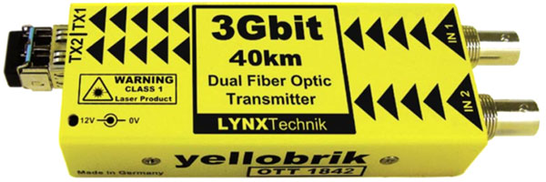 LYNX YELLOBRIK OTT 1842 EMETTEUR DOUBLE FIBRE OPTIQUE3G/HD/SD-SDI, 2x SM CWDM (sans SFP)