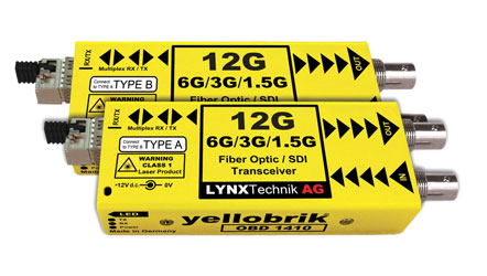 LYNX YELLOBRIK OBD 1410 EMET./RECEPTEUR FIBRE 12G-4K UHD/6G/3G/HD-SDI, Bi-Dir, 1x SM LC, 10km, paire