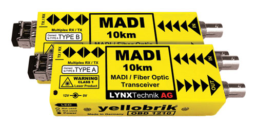 LYNX YELLOBRIK OBD-1210 EMET./RECEPTEUR MADI COAX-MADI FIBRE Bi-directionnel, 1x SM LC, 10km, paire