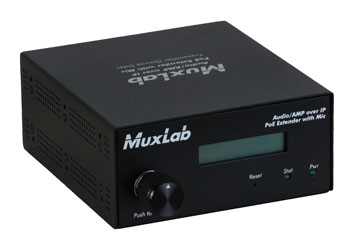 MUXLAB 500755-AMP-TX EMETTEUR AMPLIFICATEUR AUDIO sur IP, 2 cannaux, entrées micro/ligne, portée 100m