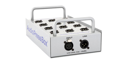 AUDIOPRESSBOX APB-P112 SB SPLITTER DE CONF.passif, boîte de scène, 1x entrée ligne, 12x sortie micro